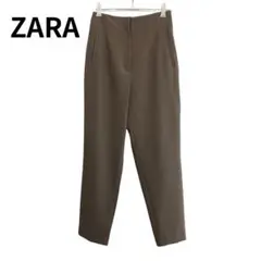 ZARA 大人カジュアル　オフィス　シンプル　ハイウエストブラウンパンツ　S