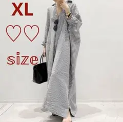 新品未使用❣️ストライプ ロングシャツワンピース　ゆったりオーバーサイズ