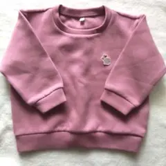 無印 ウサギ刺繍 ピンクトレーナー 100