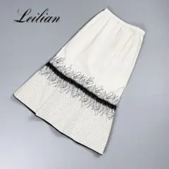 美品 Leilian ロングフレアスカート ホワイト サイズ7*OC304