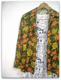個性的!レトロアート総花柄シャツ
