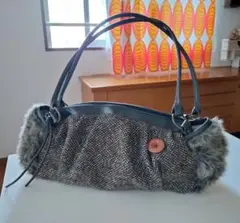 ツイードファーハンドバッグ