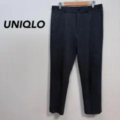 【ユニクロ】スラックスパンツ　チェック柄　ダークグレー　M　テーパード　シンプル