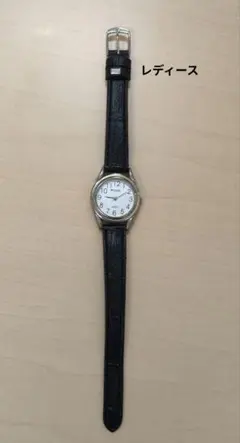 腕時計 クォーツ　BROUGNE　ベルト黒　QUARTZ　ヴィンテージ　婦人用