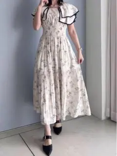 AnMILLE パネル襟ティアードOP