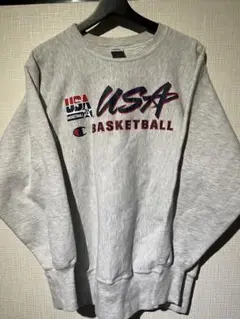 【レア】90s champion リバースウィーブ USA NBAグレー L