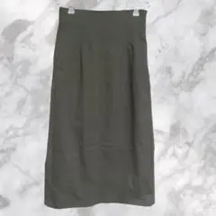 GU ジーユー【L】 タイトロングスカート リボン　カーキ（オリーブ？）