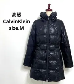 高級 CalvinKlein シンプル スタイリッシュ ブラック ダウン コート