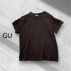 GU☆チャコールブラウンTシャツ Lサイズ 綿100％ シンプル 無地 半袖