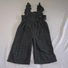 しまむら　コットンレース　黒　サロペット　90cm