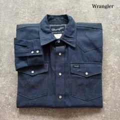 【Wrangler】 ラングラー デニムウエスタンシャツ 長袖シャツ 濃紺美品