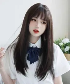 新品未使用 ロングストレート ブラック ウィッグ リアル 小顔 ロング 清楚
