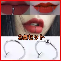 ピアス 2点セット 唇 鼻 口ピ 鼻ピ お洒落 メンズ レディー フェイク