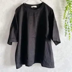 【L.T.S】黒 無地 ポケット付きTシャツ ゆったりF 綿100 日本製