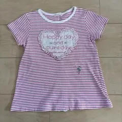 赤と白のストライプ Tシャツ　ニットプランナー　120㎝