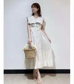 Snidel プリントラッフルカラーワンピース