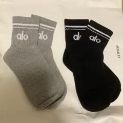 alo ストライプ付きソックス 2足セット