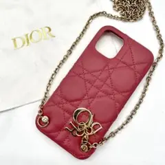 【超美品】 ディオール LADY DIOR iPhone12 チェーン付きケース