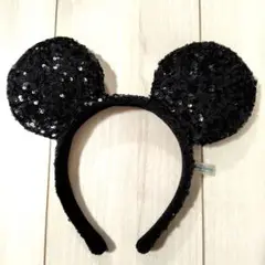 ディズニー　カチューシャ　スパンコール ミッキー　黒　完売品