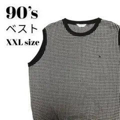 超希少 90’s ベスト 千鳥柄 ワンポイント ビッグシルエット 日本製 XXL