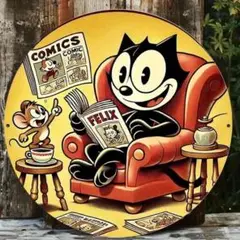 フィリックス・ザ・キャット Felix the Cat ブリキ看板 アメリカ雑貨