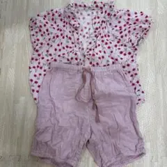 PGガーゼ チェリー柄 半袖シャツとショートパンツ セット