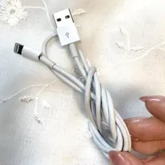 iPhone to USBケーブル USB＋ライトニング ホワイト白 1m②