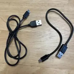USB-AとMicro USBケーブル 黒