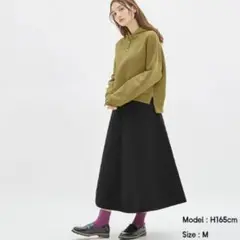 GU キルトフレアロングスカート　ネイビー　Ｍ