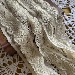 紅茶染めレース　3cm幅 3メートル　 花柄　ハンドメイド　ジャンクジャーナル