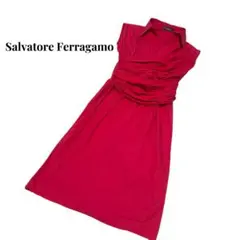 Salvatore Ferragamo ノースリーブ　フリル　ワンピース レッド