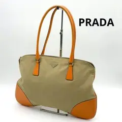 美品 PRADA 三角ロゴ トートバッグ ハンドバッグ キャンバス レザー
