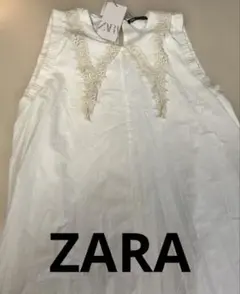 ZARA刺繍入りポプリンワンピース