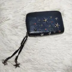 希少✨ジミーチュウ クリスタルスター スタッズ コインケース レザー ネイビー