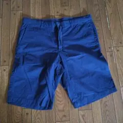 【再値下げ】ユニクロ　ネイビー　コットン　ショートパンツ　キレイめ