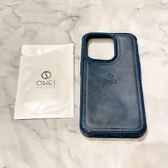 ★ ONES iPhone14 pro レザーケース おしゃれ ブルー