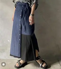tranoi.トラノイ◇ラッププリーツデニムスカート　サイドファスナーあり