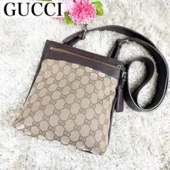 極美品✨グッチ ショルダーバッグ GG柄 ロゴ型押し GGキャンバス ベージュ
