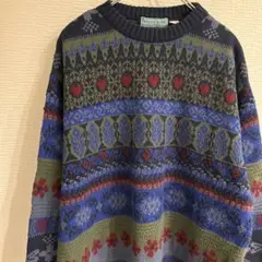 海外古着　NOW OR NEVER 多色柄　ニットセーター 40/42