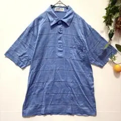 【Jack Nicklaus 】半袖ポロシャツ　ストライプ　ライトブルー　M