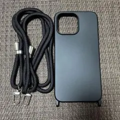 ☆iPhone14 ProMaxケースとストラップセット ブラック 斜めかけ