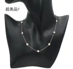 Y1994 超美品!! ミキモト K18YG 9Pパール チェーンネックレス