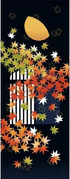 濱文様 絵手ぬぐい 紅葉景色 もみじ 秋 手拭い てぬぐい タペストリー