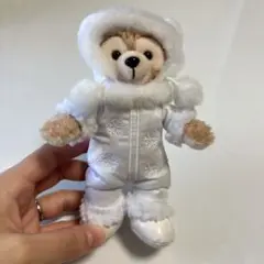 ディズニー　ダッフィー　ホワイトウィンタータイムワンダーズ　ぬいぐるみバッジ