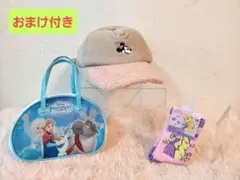 【おまけ付き】ミニー刺繍ベージュキャップとアナ雪バッグセット