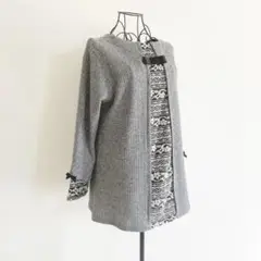 アパイザー ニット チュニック ミニワンピース 灰色 レース 可愛い フェミニン