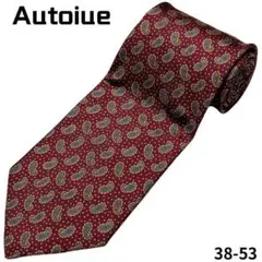 Autoine　ネクタイ　ペイズリー　レッド　おしゃれ　通勤　ビジネス