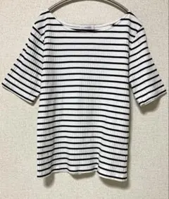 トップス レディース Tシャツ L 半袖 ストライプ 白黒ストライプ 春夏