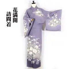 訪問着 袷 正絹 牡丹 梅 菖蒲 蒲公英 撫子 15号 Lサイズ ki27359