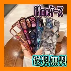 新品 iPhoneケース 大理石風 タイル風 アイフォン 15ピンク